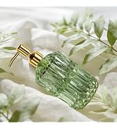 AmazerBath Soap Dispenser Green Glass Soap Dispenser with Pump Stainless Steel, 14.2OZ Luxury Gol...