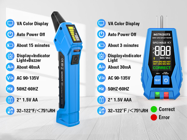 Circuit Breaker Finder & GFCI Outlet Tester with Digital LCD Display