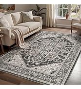 WITSHOCK Living Room Area Rugs 5x7: Washable Rug Boho Soft Non-Slip Low Pile Stain Resistant Fold...