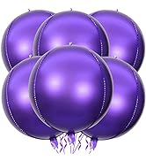 6 Pack Purple 22 Inch 4D Foil Balloons Big 360 Degree Round Sephere Mylar Balloons Mirror Finish ...