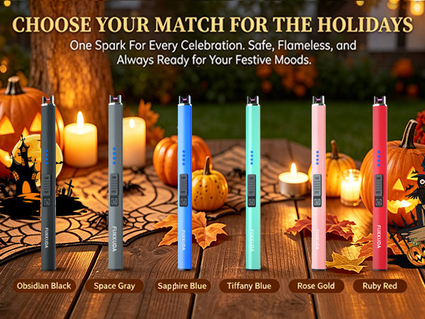 FUKKUDA electric lighters in multiple colors with Halloween pumpkins for holiday gifts