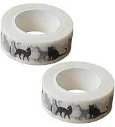 GANPUB 2Pcs Black Cat Kawaii Washi Decoration Cat and Masking Tape - 1.5cm*10m (2 Packs) for DIY ...