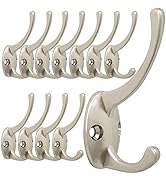 IBosins 12 Pack Silver Coat Hooks Wall Mounted with 24 Screws Retro Double Hooks Utility Silver H...