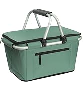 Picnic Basket, SIYUAN Collapsible Shopping Basket with Handles 27L Large Market Basket with Lid R...