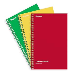 Staples 1-Subject Notebooks home office school personal writing note book books paper