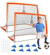 E-SDS Soccer Goals for Backyard (Size 6'x4') for Kids Training, Portable Pop Up Soccer Goal Net K...
