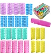 30Pcs Plastic Hair Curlers Set, Snap on Rollers Self Grip Heatless Rollers Hairdressing Curlers N...