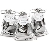 BEAVOING Pack of 50 3.54"x 4.72" Heavy Duty Silver Drawstring Organza Jewelry Pouches Wedding Par...