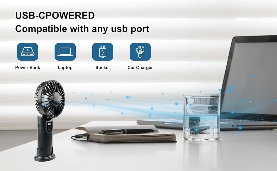 portable wireless fan, quiet portable fan, handheld portable fans, battery powered handheld fan,