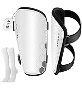 Soccer Shin Guards for Kids Youth Toddler, Shin Defender Shin Guards and Long Soccer Socks for Ad...