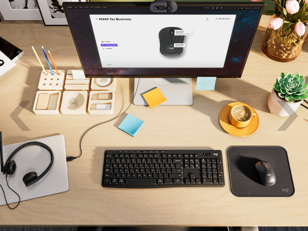 m240 for business wireless ambidextrous mouse