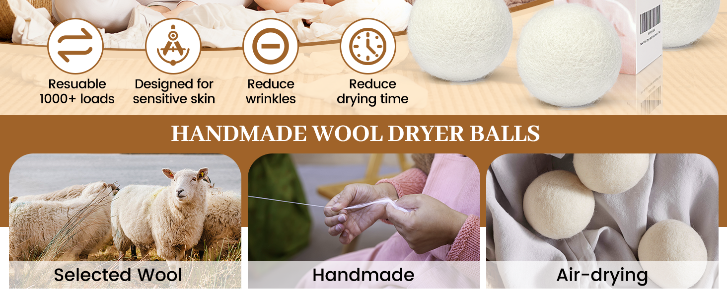 Wool Reusable Dryer Balls XL