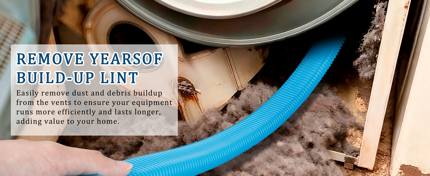 Dryer Vent Cleaner Kit with Universal Vacuum Hose Attachement Compatible with Most Vacuum Cleaners