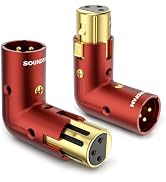 SOUNDFAM XLR 90-Degree Adapter (2-Pack) – Adjustable Angled XLR Male to Female Connector, 24K Gol...