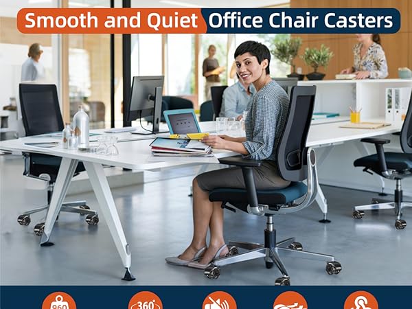Smooth and Quiet Office Chair Casters