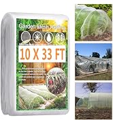 Fippy 10 X 33FT Garden Mesh Insect Netting Pest Barrier, Garden Bug Netting Plant Mesh for Raised...
