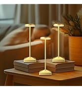 FUNTAPHANTA 3 Pack 7.67in Gold Small Cordless Table Lamps Rechargeable, Battery Operated Mini Lam...
