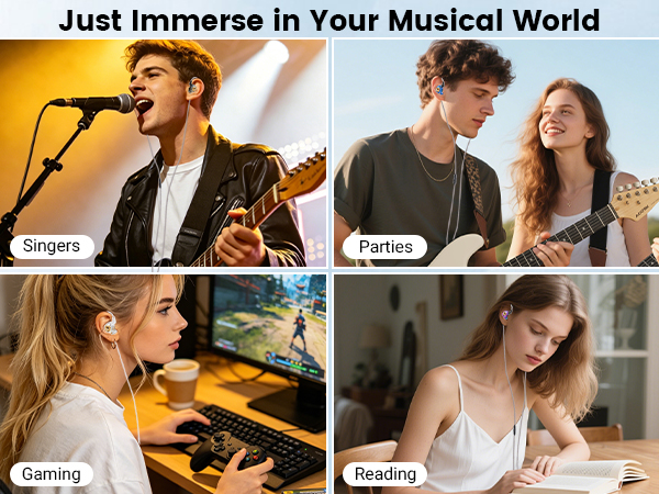 Wired IEM Earbuds,Earphones with Microphone&OFC Cable for Gaming,Video Musicians, Singers