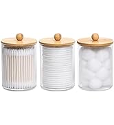 Tbestmax 10 Oz Cotton Swab/Ball/Pad Holder, Qtip Apothecary Jar, Clear Bathroom Containers Dispen...