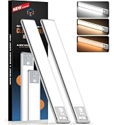 Reoshine Motion Sensor Light Indoor, 80 LED Under Cabinet Lighting Battery Operated with 3 Color ...