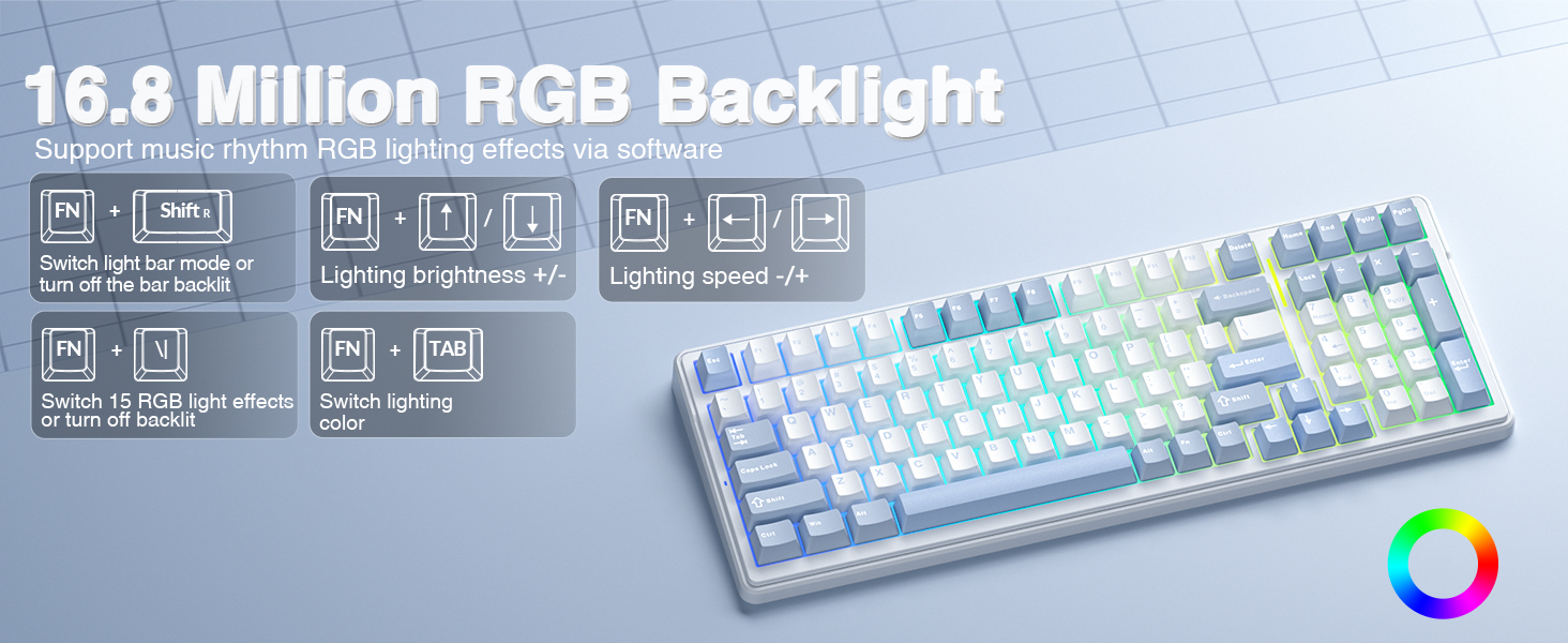 rgb backlit kaeyboard wireless mechanical keyboard gaming keyboard silent keyboard quiet keyboard