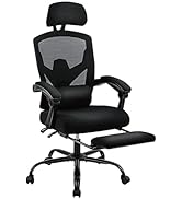 DUMOS Home Office Desk Chair with Footrest, High-Back Mesh Rolling Swivel Reclining Chairs with W...