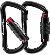 3inch Auto Locking Carabiner Clips, Solid D Shape Style, Heavy Duty Keychain Aluminum Carabiner -...