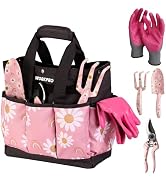 WORKPRO 5PCS Gardening Tools, Aluminum Heavy Duty Garden Tool Set with Bag, Ideal Gardening Gifts...
