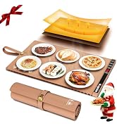 Heapsion Food Warming Mat, Electric Plate with 6 Level Temp 5 Hour Timer, 24x15'' Roll-Up Portabl...