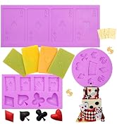3 Pieces Poker Silicone Molds 3D Playing Cards Casino Themed Fondant Molds Mini Heart Cards for C...