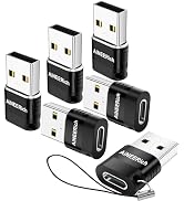 AiNEERich USB to USBC Adapter 6 Pack,USB C Female to USB Male Adapter,Type C Charge Cable Convert...