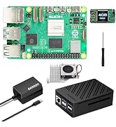 SANOOV Raspberry Pi 5 4GB Basic kit with Active Cooler,27W PD Power Supply,Pi5 ABS Case,Pi 5 4GB ...
