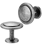 BEROSSA Antique Iron Stepped Round Knobs, Kitchen Cabinet Pull Handles, Pack of 10 | Size 1-1/4 I...