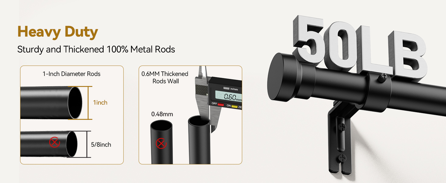 yafex heavy duty curtain rods for living room and bedroom windows