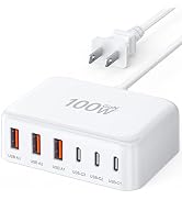 USB C Charger Block, GaN Fast USB Charging Station Hub with 100W Max 6-Port | 3 USB-C & 3 USB-A C...