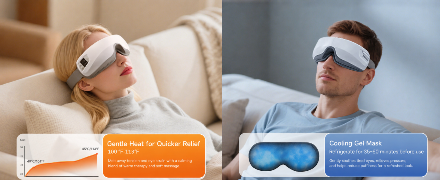 Eye Massager with Heat and Cooling for Migraines