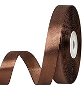 CLUEWR 1/2 Inch 50 Yards Brown Satin Ribbon, Ribbon Roll for Flower Bouquets, Gift Wrapping, Wedd...