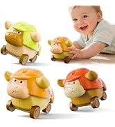 iPlay, iLearn Press to Go Car Toys for Toddlers, Baby Mini Animal Race Cars, 3pcs Infant Play Veh...