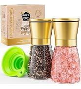 HOME EC Premium Stainless Steel Sea Salt and Pepper Grinder Set of 2 - Adjustable Ceramic, Glass ...