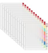 Binder Dividers with Tabs, 8 Tab Clear Sheet Protectors for 3 Ring Binder, White Dividers for 3 R...