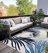 Rugshop Lucca Contemporary Floral Indoor/Outdoor Area Rug 5' x 7' Navy