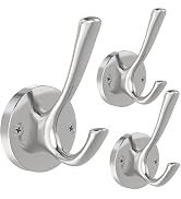 TOFIIGREM Brushed Nickel Robe Hooks Towel Hooks, 3 Pack Coat Hook Heavy Duty Mudroom Hook Double ...