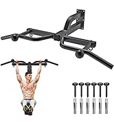 Kipika Multifunctional Wall Mounted Pull Up Bar, 24" Wall to Bar Spacing, 1 3/10" Grip, Chin Up B...