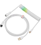 KiiBoom Ombre 1.8m Coiled Keyboard Cable Type-C to USB-A for Mechanical Gaming Keyboard, Double-S...