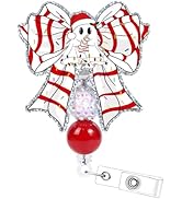 Bow Badge Holder Retractable Clip - Christmas Ghost Badge Reel with Alligator Clip Xmas Glitter N...