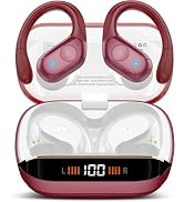 Qecnato Wireless Earbuds Bluetooth 5.4 Headphones 75H Stereo Deep Bass Sports Over Ear Buds with ...