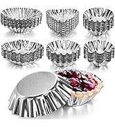 ZOOFOX 90 Pieces Mini Tart Pan, Egg Tart Molds Nonstick Quiche Pan for Baking, Stainless Steel Ba...