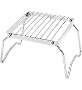 DZRZVD Camp Grill with Foldable Legs-304 Stainless Steel Grill Grate for Gas Stove-Ultralight Cam...