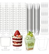 Cheardia 320 Pack Dessert Cups, 5 oz Mini Plastic Clear Parfait Cup, Reusable Square and Round Go...