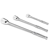 DURATECH 3-Piece Drive Ratchet, 1/4", 3/8", 1/2" 90-Tooth Ratchet Wrench with Extra Long Handle &...